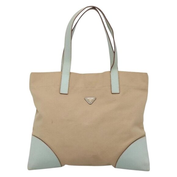 PRADA Tote Bag Canvas Beige Silver Auth - Picture 10 of 15